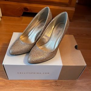 Call it Spring sparkly gold heels